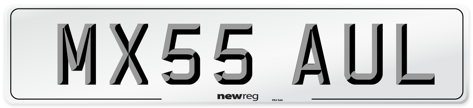 MX55 AUL Number Plate from New Reg